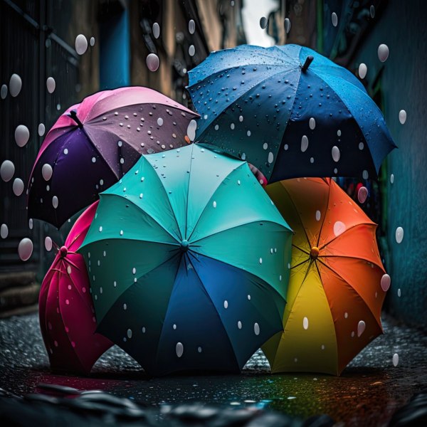 Umbrella Rainbow on a Rainy Day